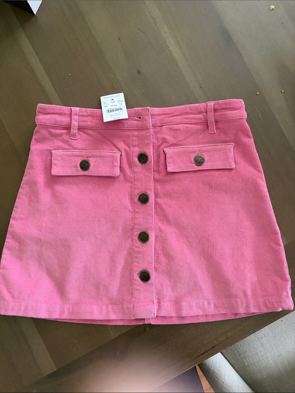 Pink Button-Front Corduroy Skirt -girls